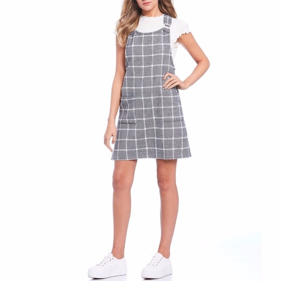 Angie Dresses & Skirts - NWT Angie Windowpane Plaid Overall Pinafore Dress